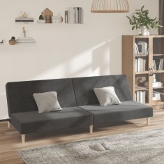 vidaXL Canapea extensibilă cu 2 locuri, gri &icirc;nchis, textil