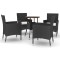 Set bistro de gradina cu perne, 5 piese, negru, poliratan