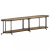 Dulap TV Gossi 160x42x40 cm, Lemn Masiv Mango Brut, Maro/Negru, Stil Industrial, Comoda TV, Spatiu Depozitare