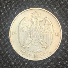 Moneda 20 dinari 1938 argint Iugoslavia
