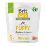 Brit Care Sustainable Puppy, XS-XL, Pui și Insecte, hrană uscată c&acirc;ini junior, sistem digestiv, 1kg