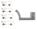 Prag metalic Mercedes Sprinter 2006-2018, Vw Crafter (2e), 12.2005-04.2017, fata, Stanga, inalta; sub usa fata; cu 1/3 segment aripa (aripa interioar
