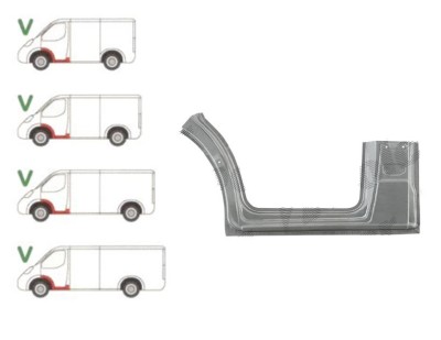 Prag metalic Mercedes Sprinter 2006-2018, Vw Crafter (2e), 12.2005-04.2017, fata, Stanga, inalta; sub usa fata; cu 1/3 segment aripa (aripa interioar foto