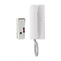 Interfon audio cu receptor/fir, 15 V, 78 dB, IP44, plastic, cablu 1.5 m, Alb foto