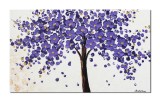 Cumpara ieftin Tablou pictat manual living, dormitor, Bucurie in violet - 100x60cm ulei pe panza in cutit efect 3D
