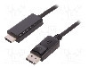Cablu DisplayPort - HDMI, DisplayPort mufa, HDMI mufa, 2m, negru, QOLTEC - 50441