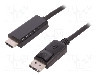 Cablu DisplayPort - HDMI, DisplayPort mufa, HDMI mufa, 2m, negru, QOLTEC - 50441 foto