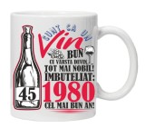 Cana alba personalizata &quot;Un Vin Bun 1980-45&quot;, INOVATIX&reg;. 330ml, Oem