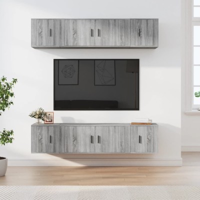 vidaXL Set dulapuri TV, 6 piese, gri sonoma, lemn prelucrat foto