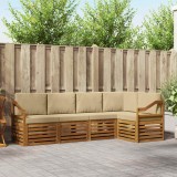 vidaXL Seturi de canapele 5 pcs Natural și Bej Lemn Solid de Acacia 3374828