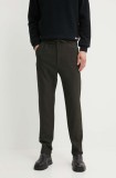 Les Deux pantaloni barbati, culoarea verde, cu fason chinos, LDM501101