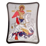 Icoana argintata - Sfantul Mare Mucenic Gheorghe 12,5x15,5 cm