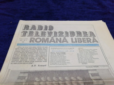 ZIARUL RADIO TELEVIZIUNEA ROMANA LIBERA NR 4 1990 foto