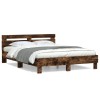Cadru Pat Gossi Stejar Fumuriu 140x190 cm Lemn Prelucrat Tablie Suport Spate Lamele Placaj Robust Mobila Dormitor