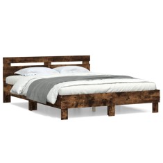 Gossi cadru de pat cu tablie stejar fumuriu 140x190 cm lemn prelucrat
