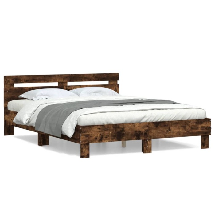 Gossi cadru de pat cu tablie stejar fumuriu 140x190 cm lemn prelucrat