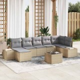 vidaXL Set de canapele pentru grădină cu pernă 8 pcs Bej Rattan poli 3355829