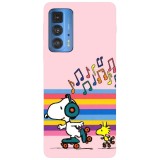Husa compatibila cu Motorola Edge 20 Lite model Snoopy Roller Skating, Silicon, TPU, Viceversa, Transparent, Carcasa