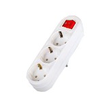 Cumpara ieftin Stecher triplu cu intrerupator 16A 2P+E 3 prize alb