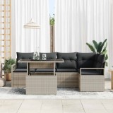 vidaXL Set de canapele pentru grădină 6 pcs Gri deschis Rattan poli