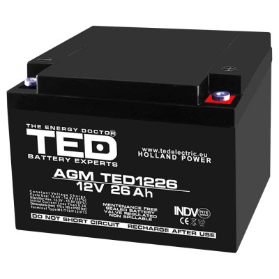 Acumulator AGM VRLA 12V 26A dimensiuni 165mm x 175mm x h 126mm M5 TED Battery Expert Holland TED003638 (1) SafetyGuard Surveillance foto