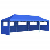 Cort petrecere pliabil cu 5 pereți laterali, albastru, 3 x 9 m, vidaXL