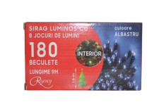 Instalatie de Craciun, sirag luminos cu 8 jocuri de lumini, 180 de beculete albastre, 9 m foto