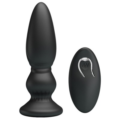 Vibrator Anal Deeplo Remote Control, 12 Moduri Vibratii Puternice, Silicon Erospace, USB, Negru, 12.5 cm foto