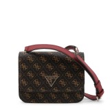 Guess, Noelle, Logo 4G, Geantă textilă crossbody, Maro, hwql78 79780, 18,5 x 14,5 x 7 cm, Pentru femei
