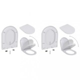 Set 2 Capace WC VidaXL, &Icirc;nchidere Silențioasă, Plastic Alb, Universal, Montare Ușoară