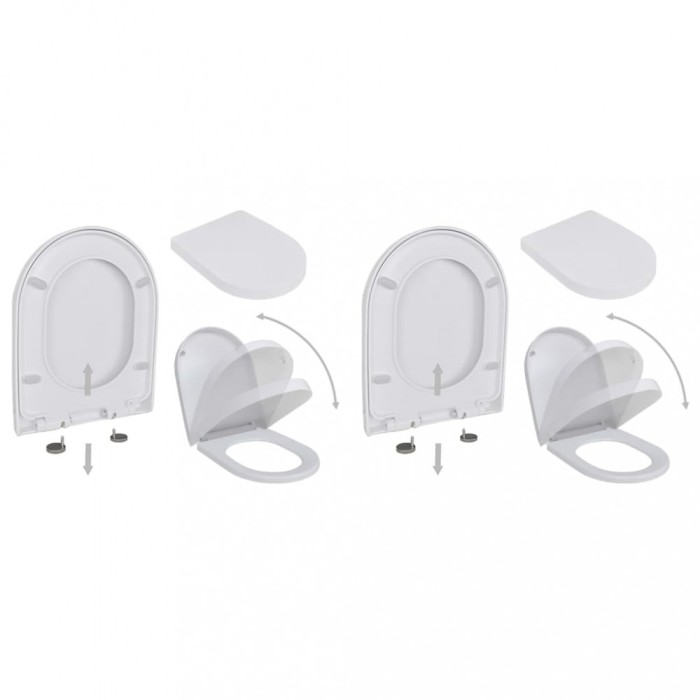 vidaXL Capace WC cu &icirc;nchidere silențioasă, 2 buc., alb, plastic