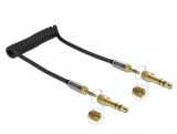 Cablu spiralat jack stereo 3.5mm 3 pini T-T + adaptor 6.35mm 1m, Delock 85836