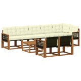 vidaXL Set de canapele de exterior cu pernă 9 pcs Natural și Crem 3382046