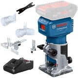 Bosch GLF 18V-8 + GAL 18V-40 - Masina de frezat fara acumulatori Li-Ion 18 V - Ah 6 6.35 8 mm accesorii + Incarcator acumulatori