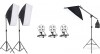 Kit de 3 softboxuri cu macara, soclu de 4 becuri, 3 trepiezi reglabili 200 cm, fara becuri, Dactylion