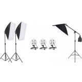 Kit de 3 softboxuri cu macara, soclu de 4 becuri, 3 trepiezi reglabili 200 cm, fara becuri