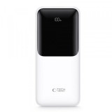 Baterie Externa Tech-Protect PB01, 10000mAh, 22.5W, QC + PD, 1 x USB-C - 2 x USB-A, Alba