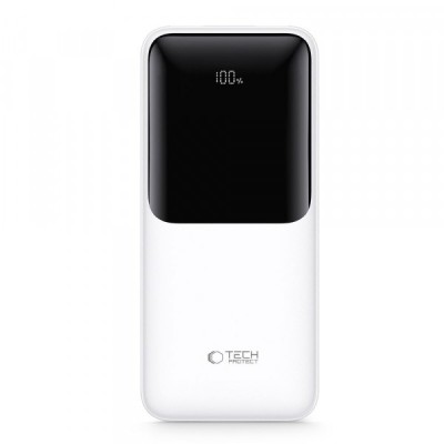 Baterie Externa Tech-Protect PB01, 10000mAh, 22.5W, QC + PD, 1 x USB-C - 2 x USB-A, Alba foto