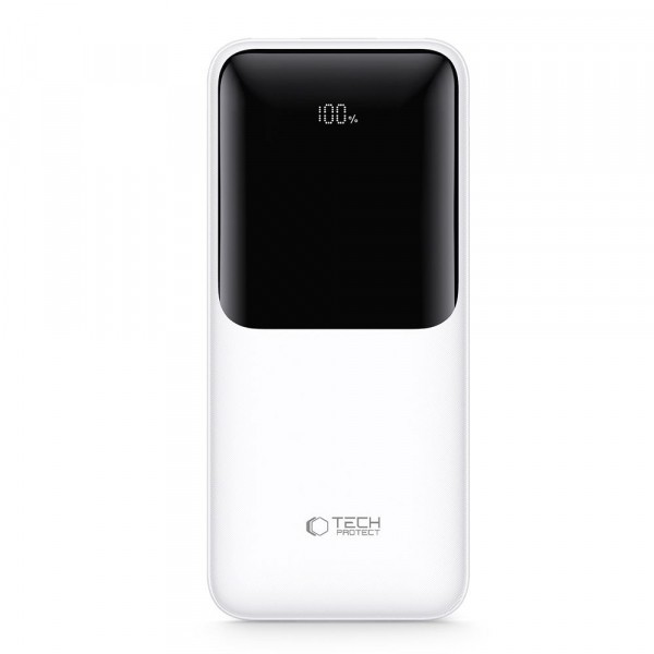 Baterie Externa Tech-Protect PB01, 10000mAh, 22.5W, QC + PD, 1 x USB-C - 2 x USB-A, Alba