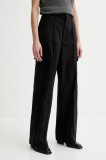 G-Star pantaloni femei, culoarea negru, lat, high waist, D26036-D909