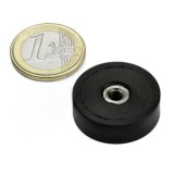 Magnet neodim oala cauciucat &Oslash;29 mm, cu filet interior M5, putere 11 Kg