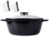 Oala Aluminiu 13L cu Aromatizator, Capac Sticla, Manusi - 37x15 cm, Negru - Inductie, Gaz, Electric, Ceramica