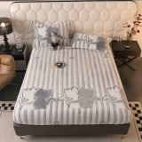 Cumpara ieftin Husa de Pat Cocolino cu Elastic si 2 Fete de Perna 50x70cm,180x200cm,Gri cu Pisicute-D150