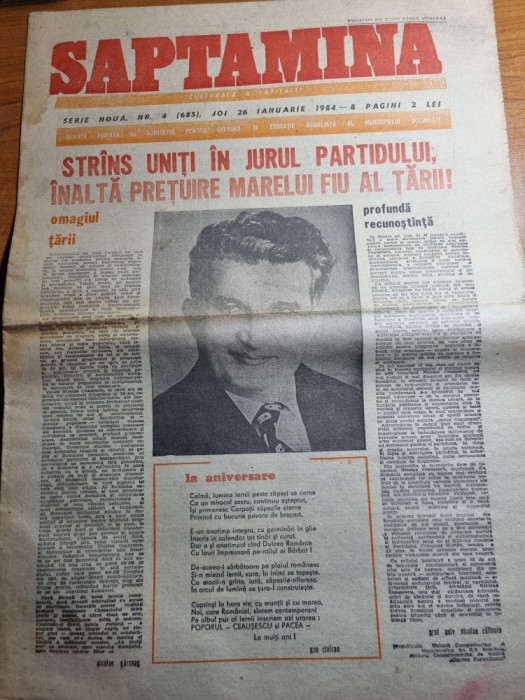 saptamana 26 ianurie 1984-ziua de nastere a lui ceausescu
