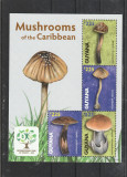 Guyana 2011-Flora,ciuperci,bloc 4 valori,dantelate,MNH,Mi.8228-8231-KB, Nestampilat