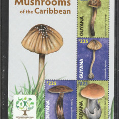 Guyana 2011-Flora,ciuperci,bloc 4 valori,dantelate,MNH,Mi.8228-8231-KB