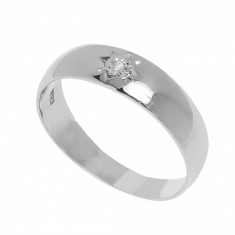 Inel aur alb 9K, diamant 0.08 ct, model verigheta, unisex foto