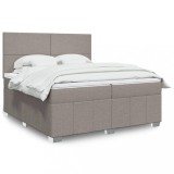 Cumpara ieftin Pat box spring cu saltea, gri taupe, 200x200 cm, textil