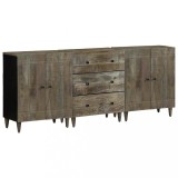 Gossi bufete 3 piese gri deschis 60x33,5x75 cm lemn masiv de mango