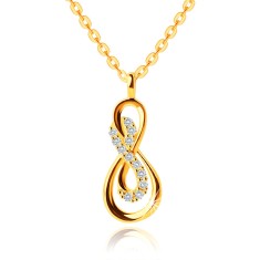 Colier de 14K din aur galben - simbol dublu infinit, zirconii transparente, zale plate foto